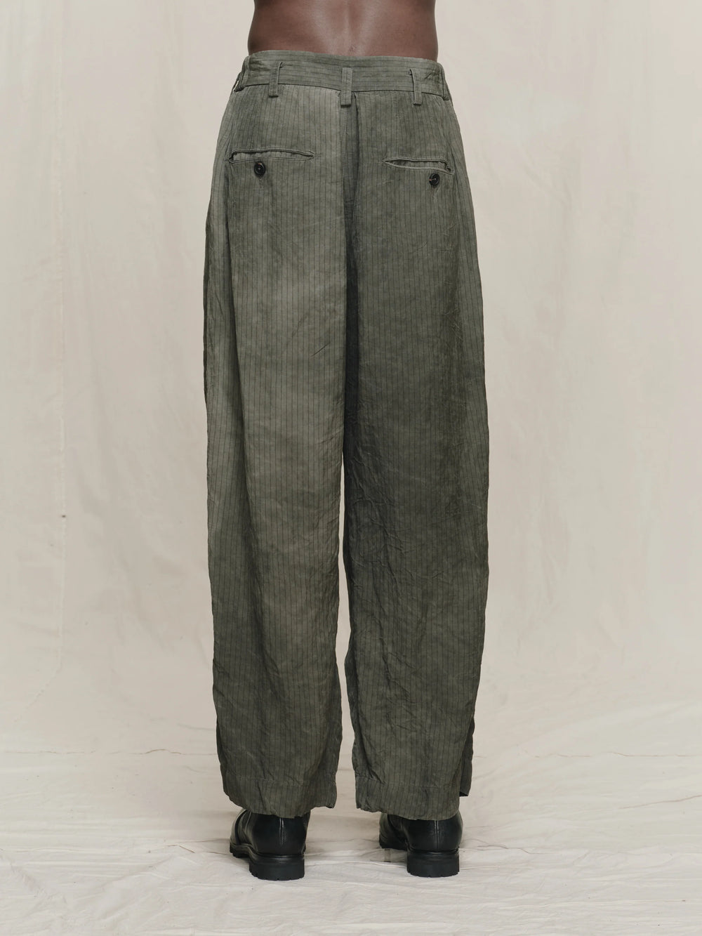 Drop Crotched Pleated Trousers