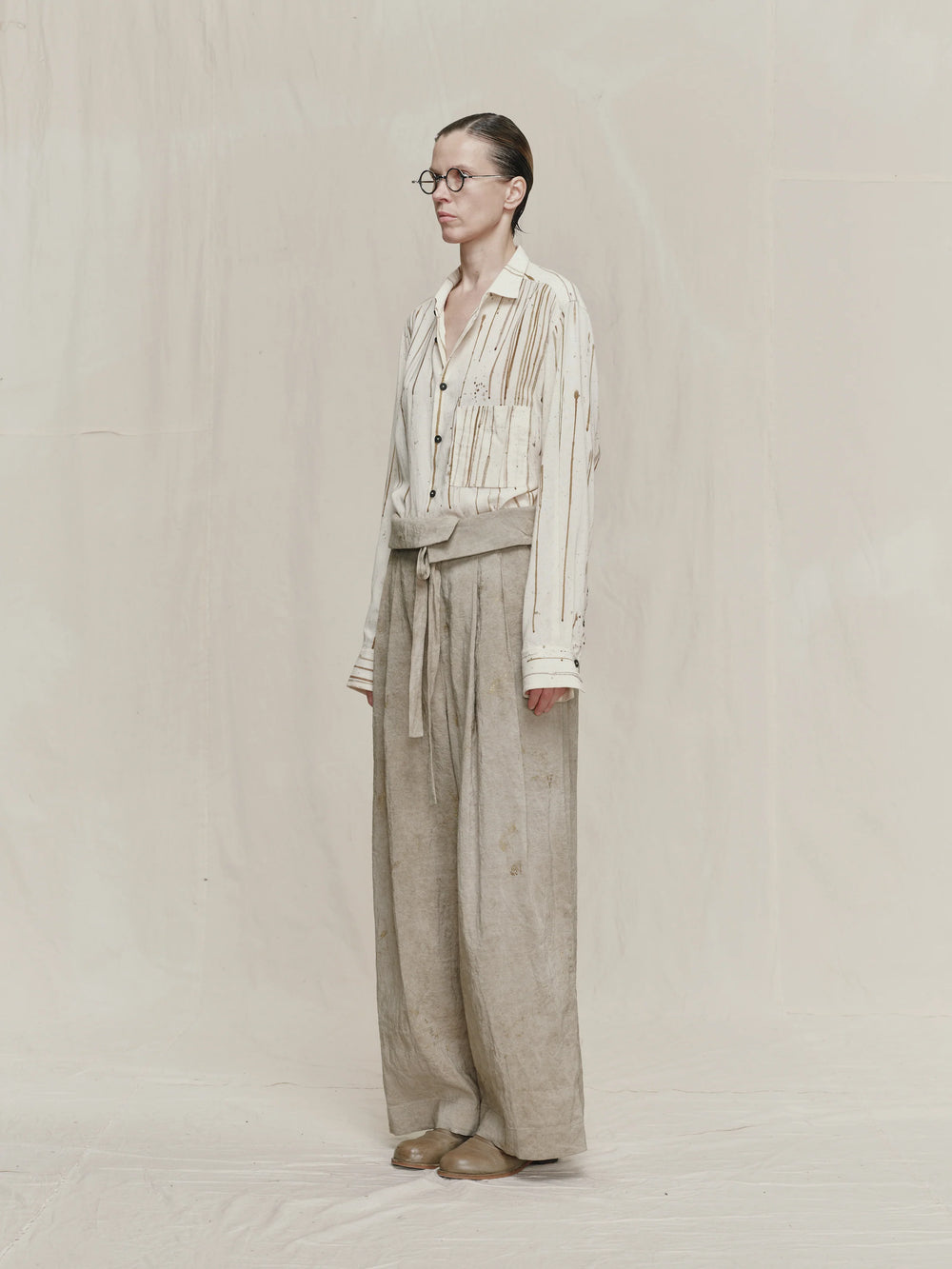 Gold Leaf High Waist Belted Trousers