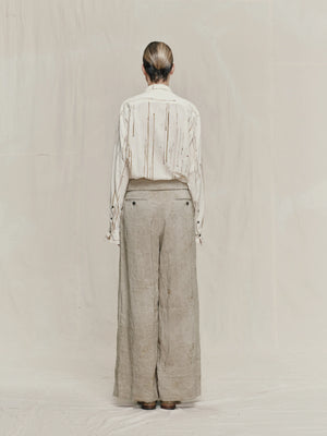 Gold Leaf High Waist Belted Trousers