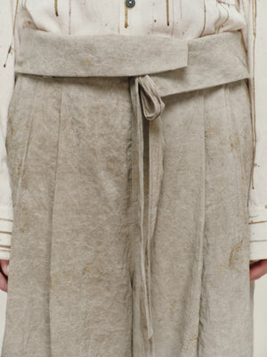Gold Leaf High Waist Belted Trousers