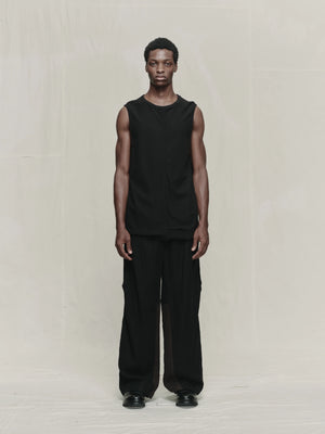 Centre Seamed Tank Top Black