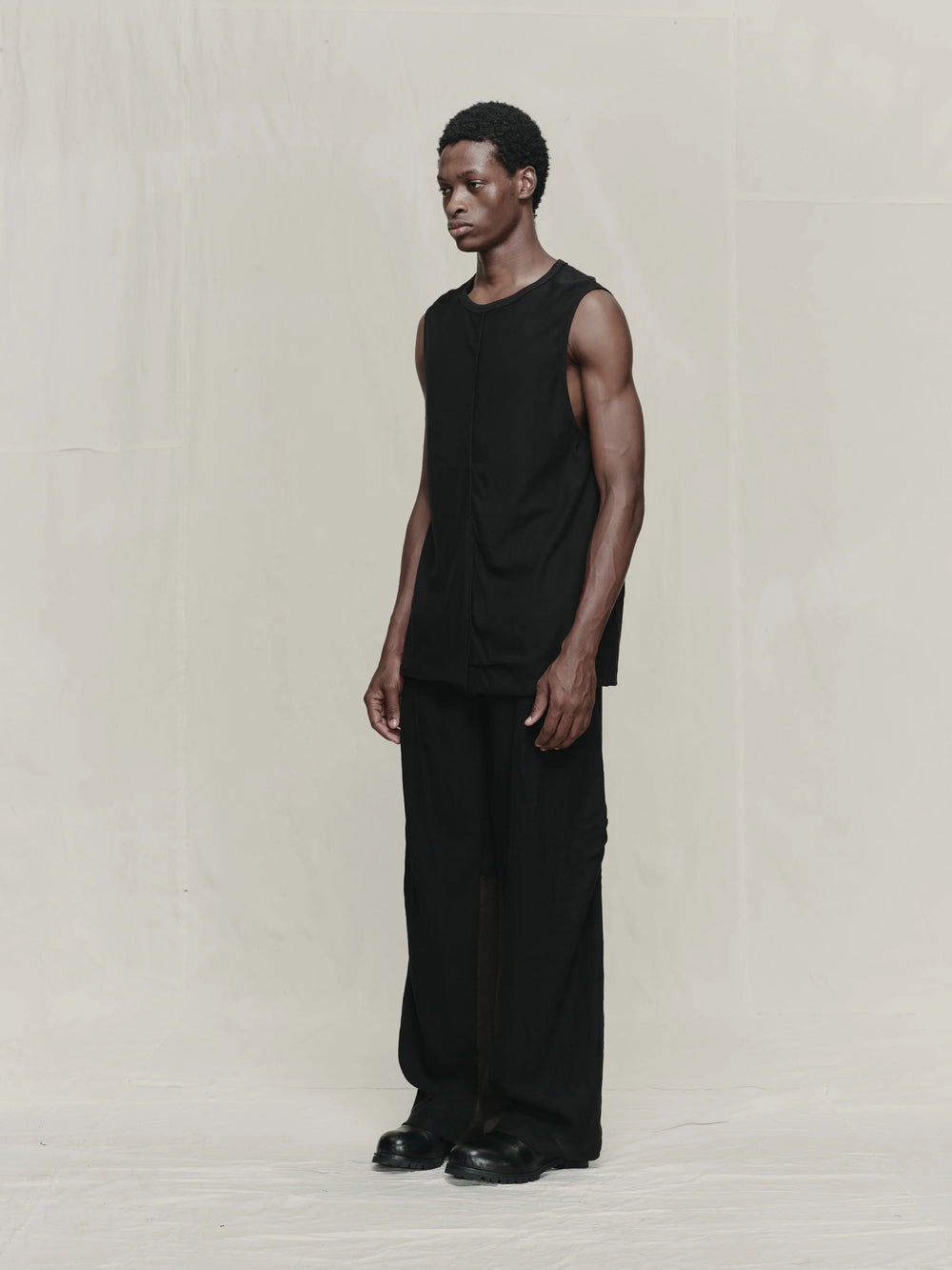 Centre Seamed Tank Top Black