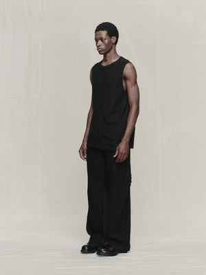 Centre Seamed Tank Top Black