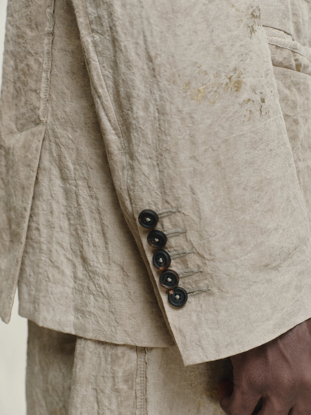 Gold Leaf Notch Collar Three Button Blazer
