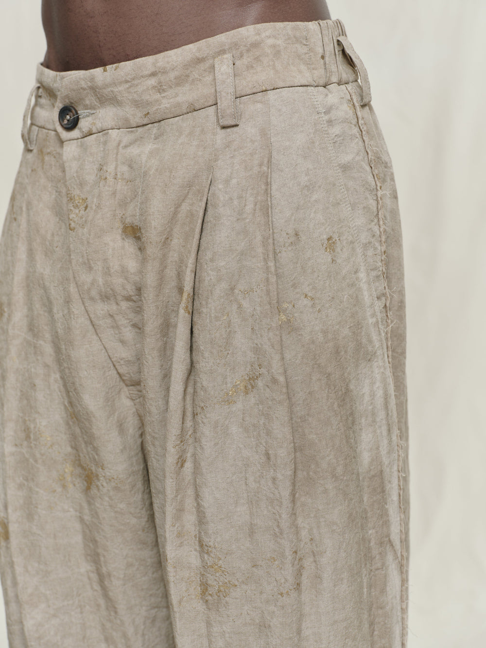 Gold Leaf Drop Crotched Pleated Trousers