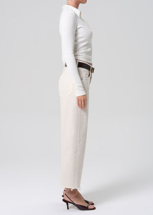 Ayla Raw Hem Crop in Almondette