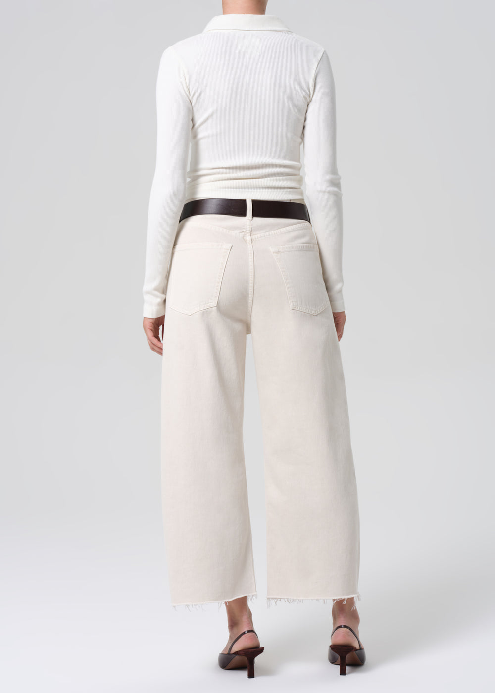 Ayla Raw Hem Crop in Almondette