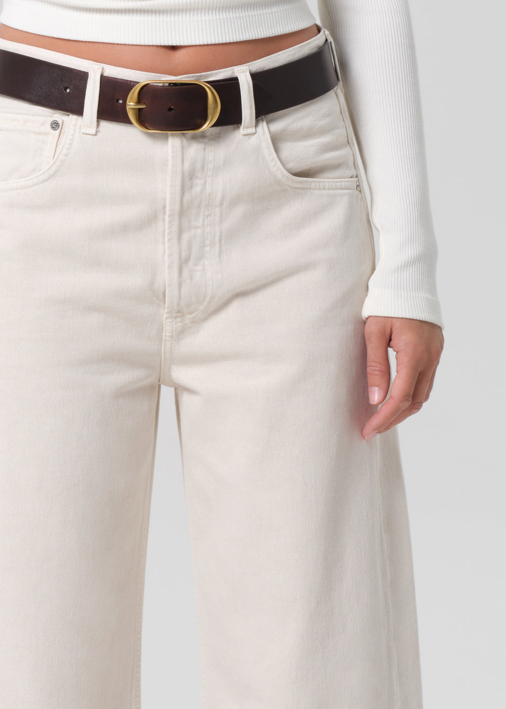 Ayla Raw Hem Crop in Almondette