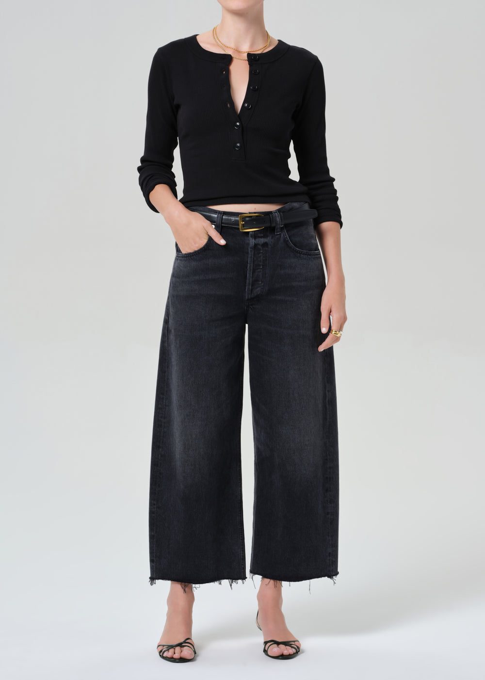 Ayla Raw Hem Crop in Bronson