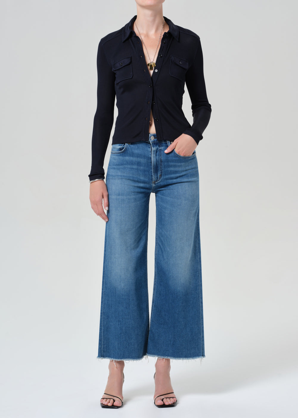 Lyra Wide Leg Crop 27" in Verve (Tropical Denim)