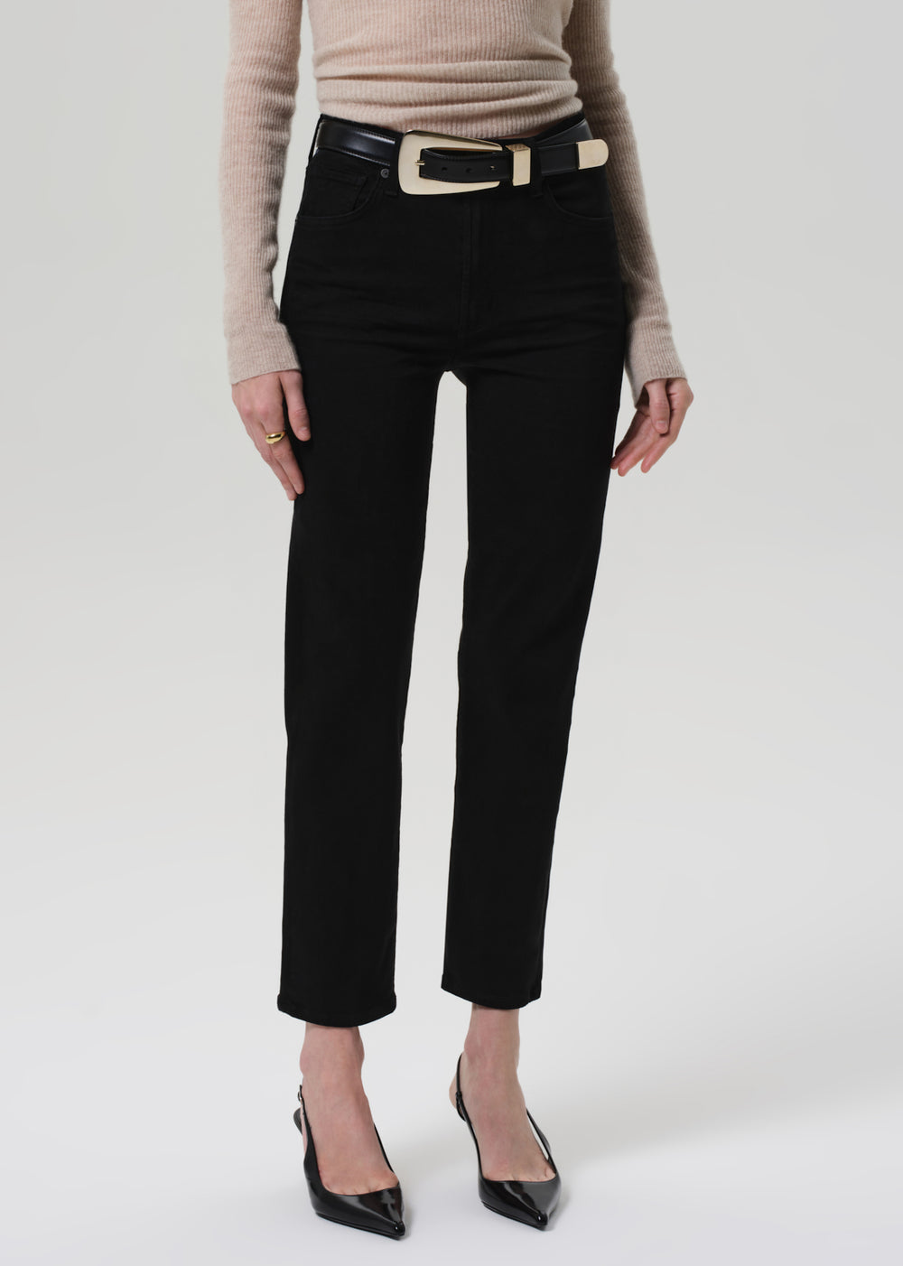 Caia High Rise Straight in Plush Black