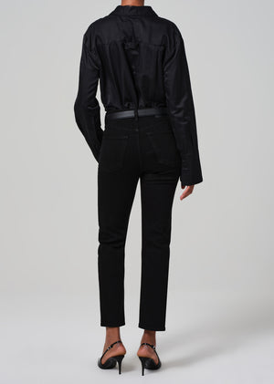 Caia High Rise Straight in Plush Black
