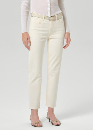 Caia High Rise Straight with Clean Hem in Plaster