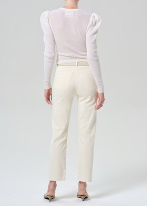 Caia High Rise Straight with Clean Hem in Plaster