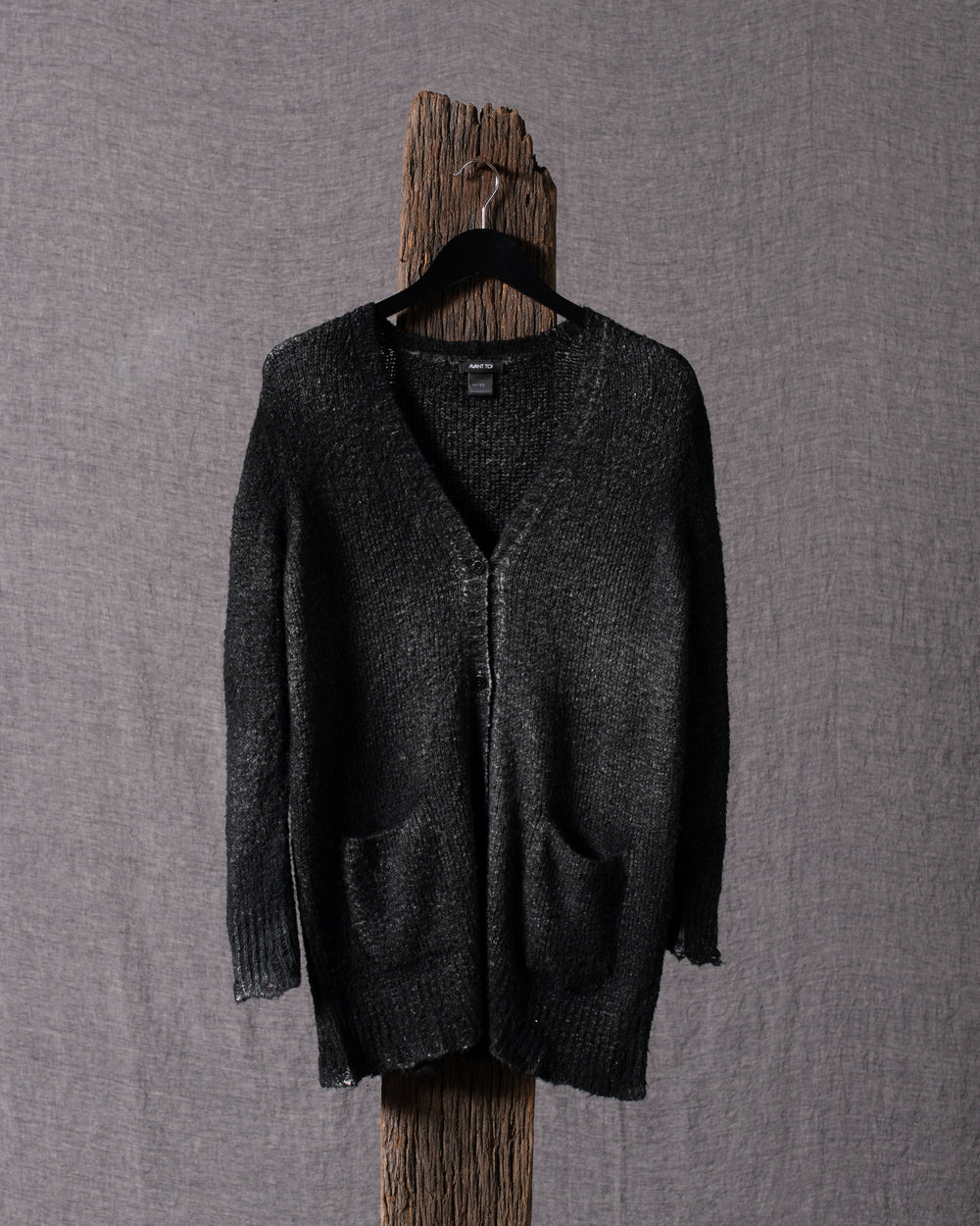 Woman Brushed Cotton Long Cardigan N/Nero