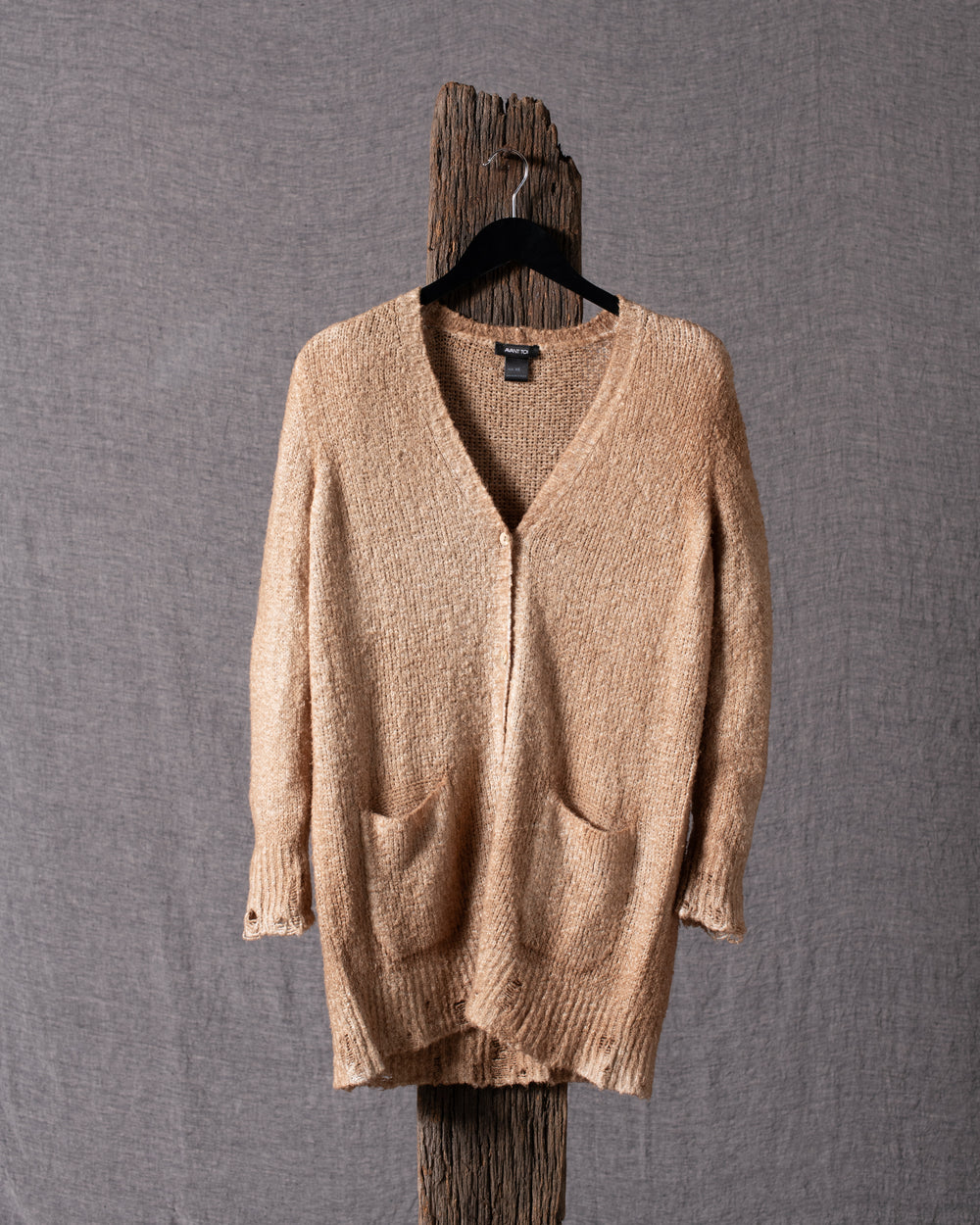 Woman Brushed Cotton Long Cardigan Sughero