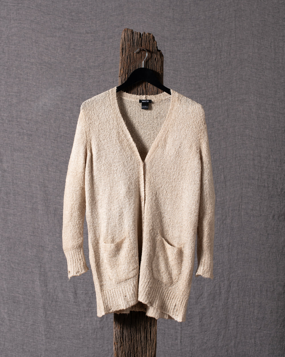 Woman Brushed Cotton Long Cardigan Burro