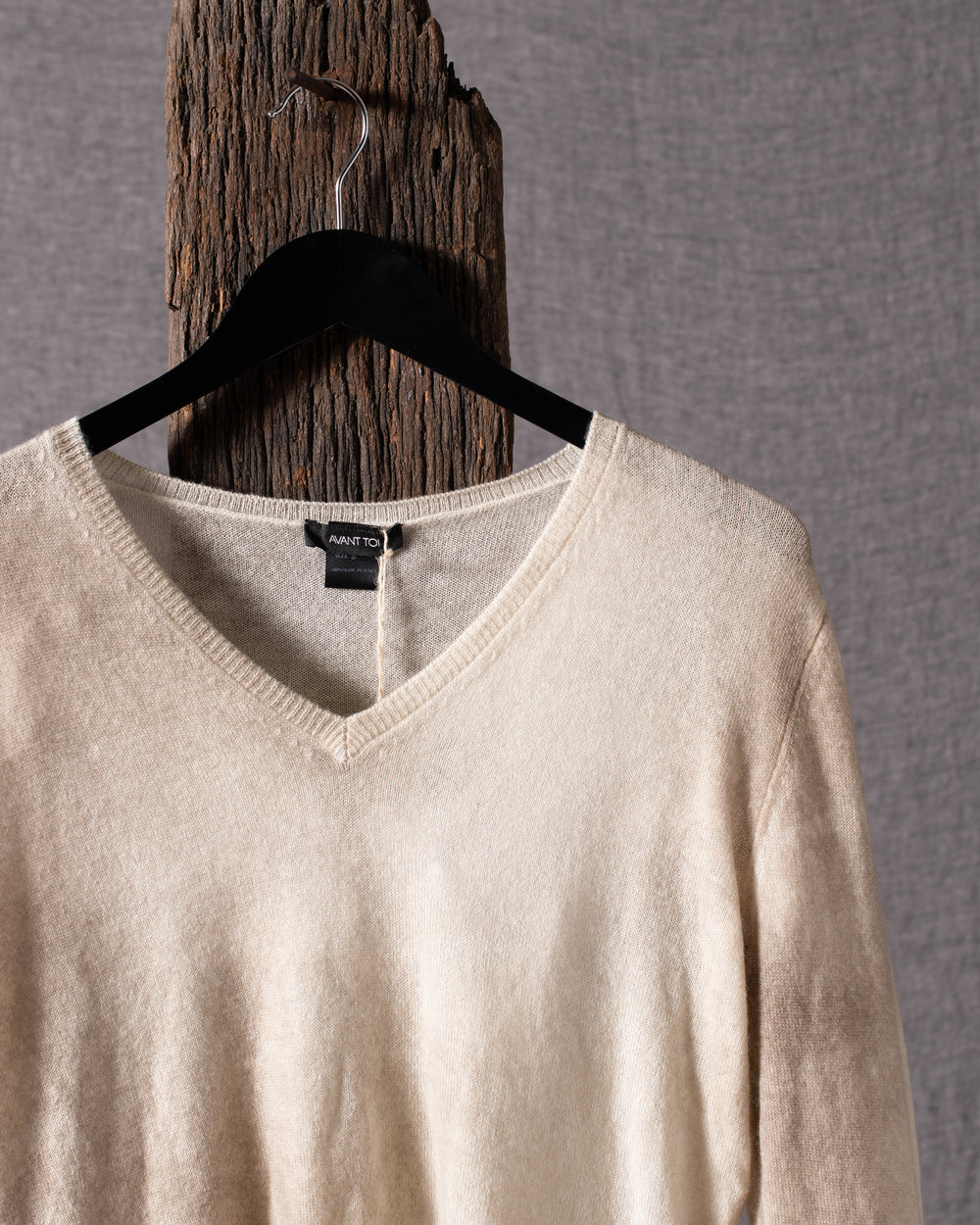 Woman Marbled Effect V Neck Fitted Pullover Taupe