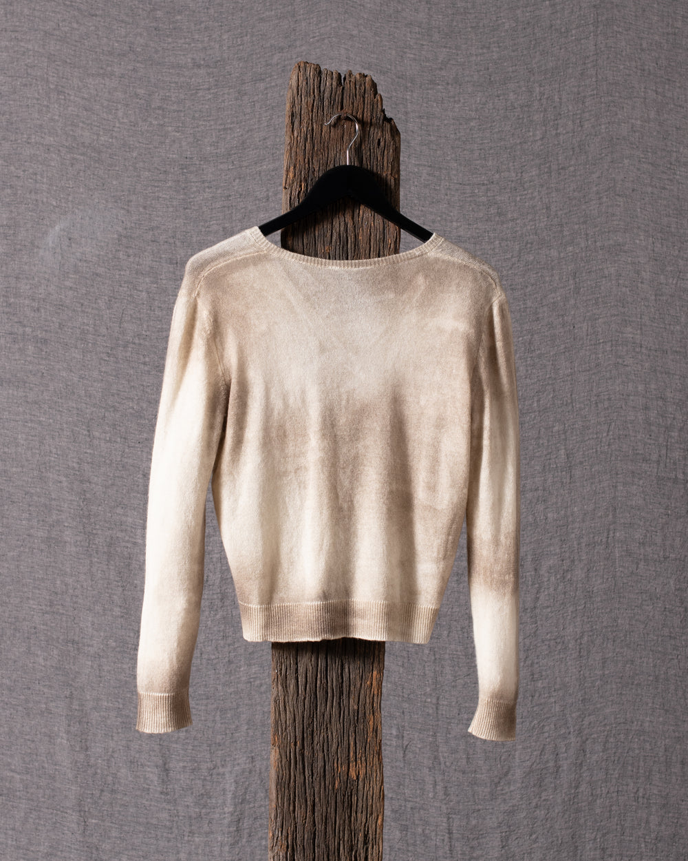 Woman Marbled Effect V Neck Fitted Pullover Taupe