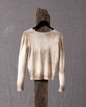 Woman Marbled Effect V Neck Fitted Pullover Taupe