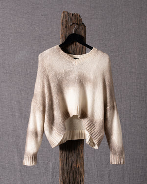 Marbled Effect V-Neck Pullover Taupe