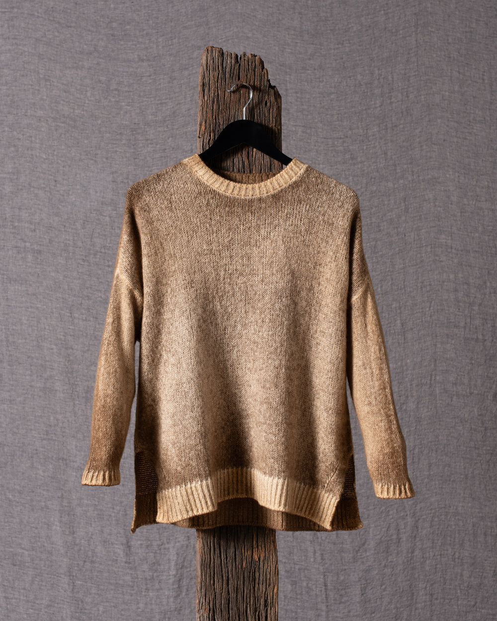 Woman Oversized Pullover with Slits Sughero