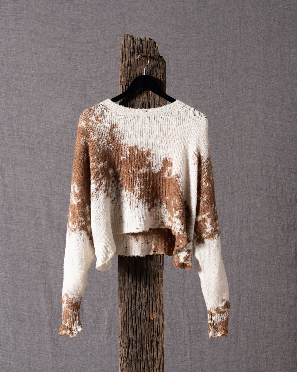 Woman Spot Effect Brushed Cotton Cropped Pullover Sughero