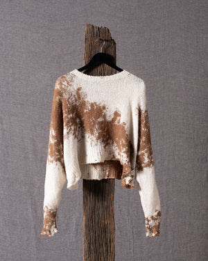 Woman Spot Effect Brushed Cotton Cropped Pullover Sughero
