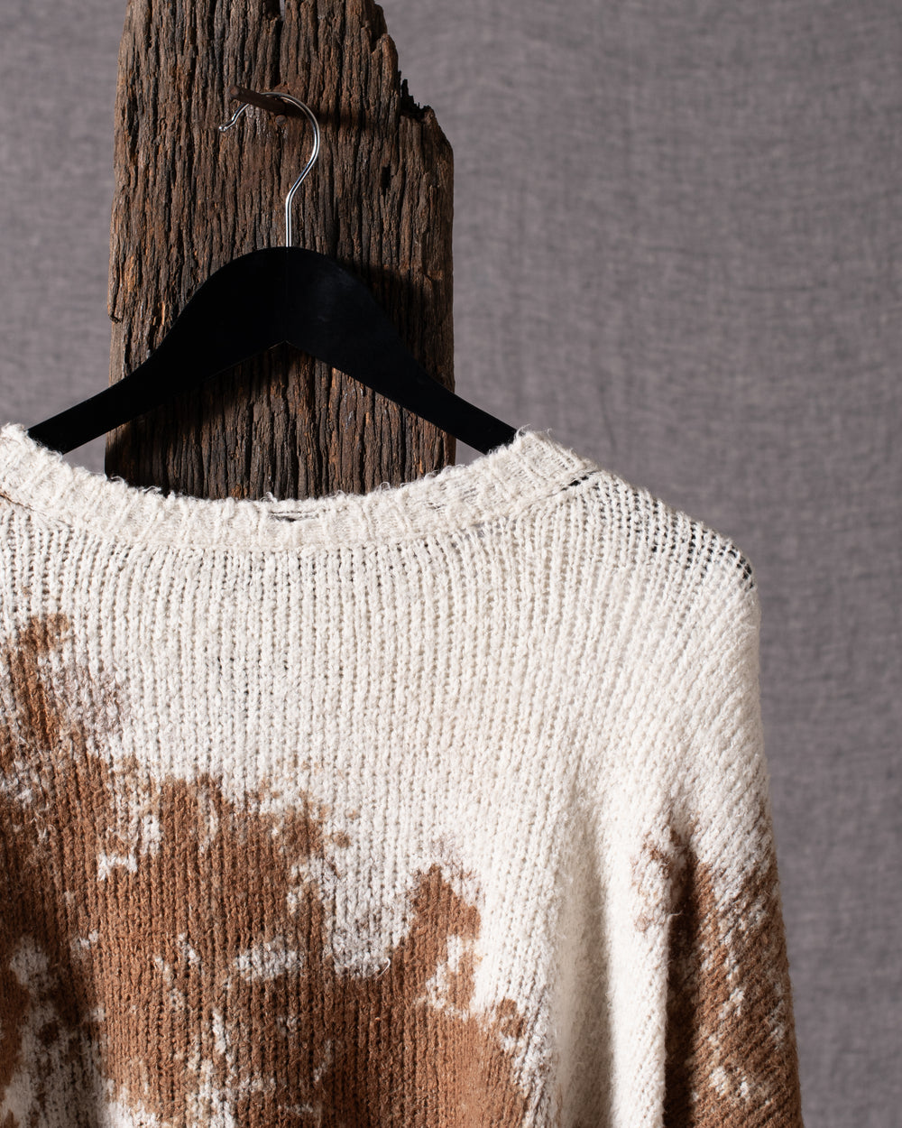 Woman Spot Effect Brushed Cotton Cropped Pullover Sughero