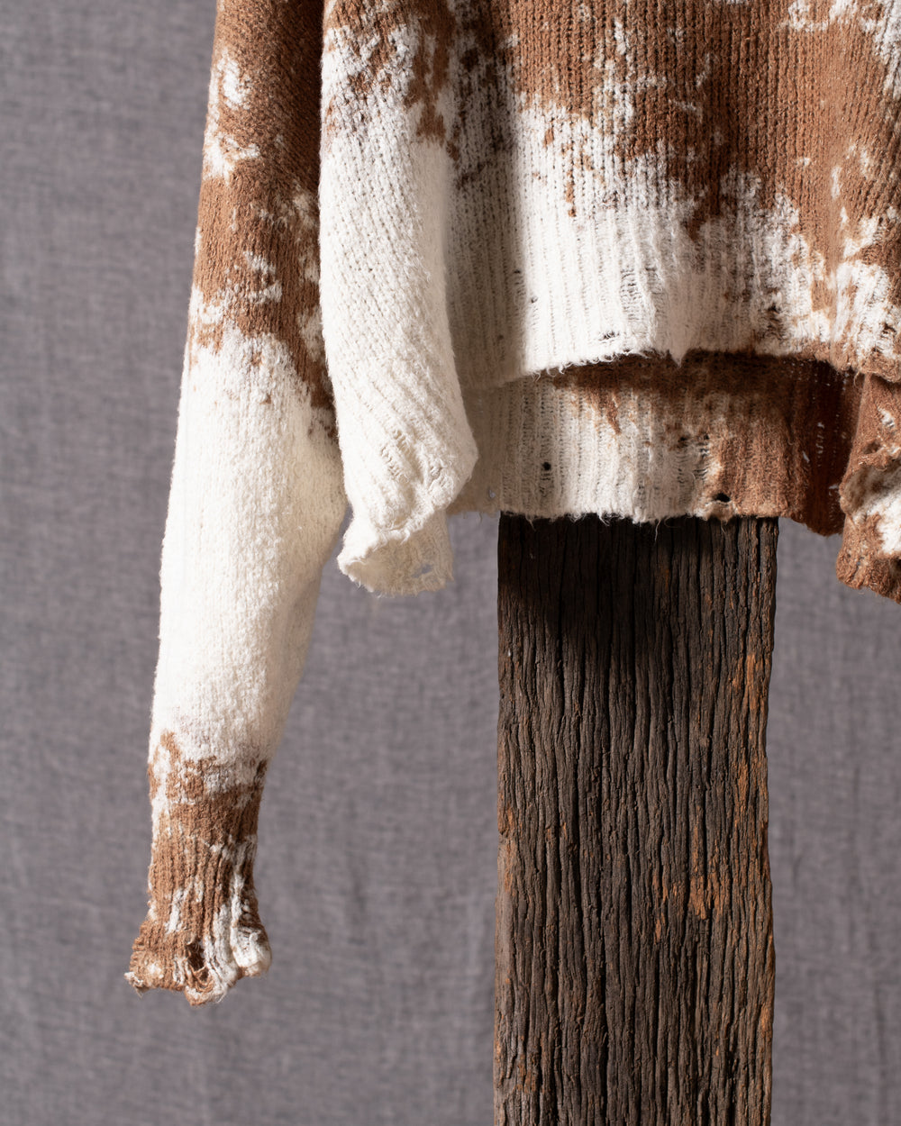 Woman Spot Effect Brushed Cotton Cropped Pullover Sughero