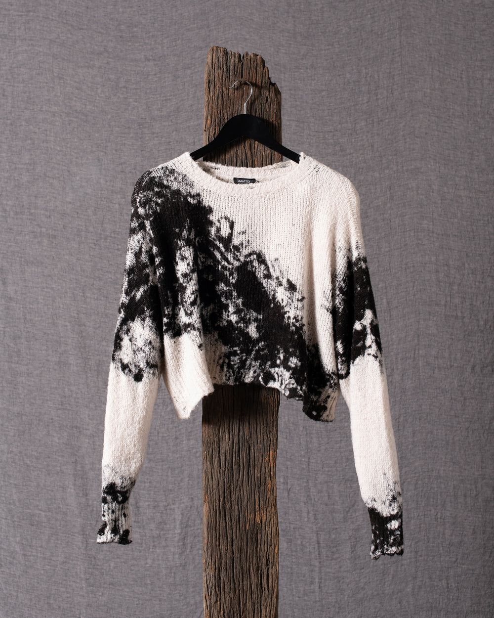 Woman Spot Effect Brushed Cotton Cropped Pullover Carruba