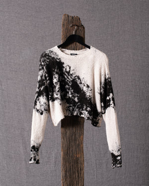 Woman Spot Effect Brushed Cotton Cropped Pullover Carruba