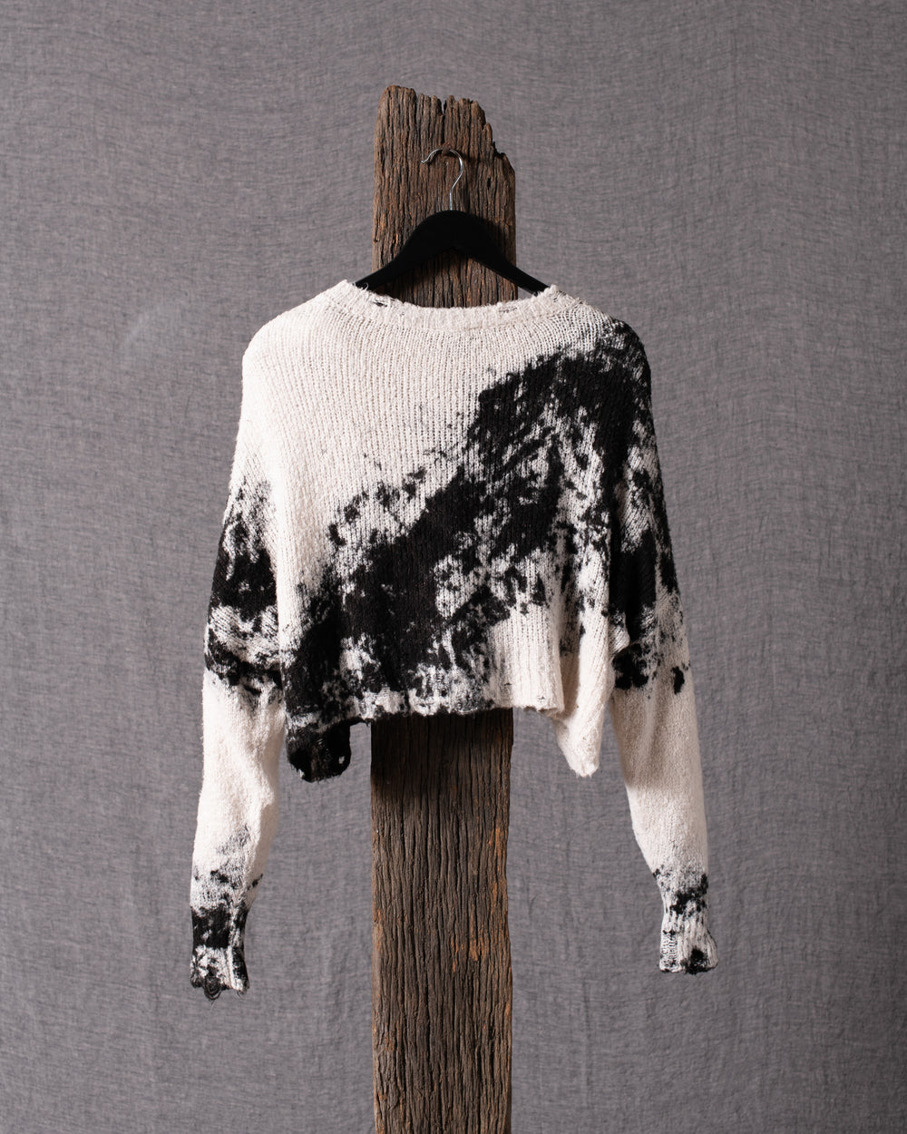 Woman Spot Effect Brushed Cotton Cropped Pullover Carruba