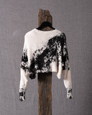 Woman Spot Effect Brushed Cotton Cropped Pullover Carruba