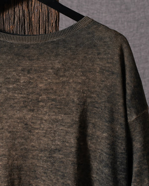 Woman Linen Cotton Boat Neck Pullover N/Sughero