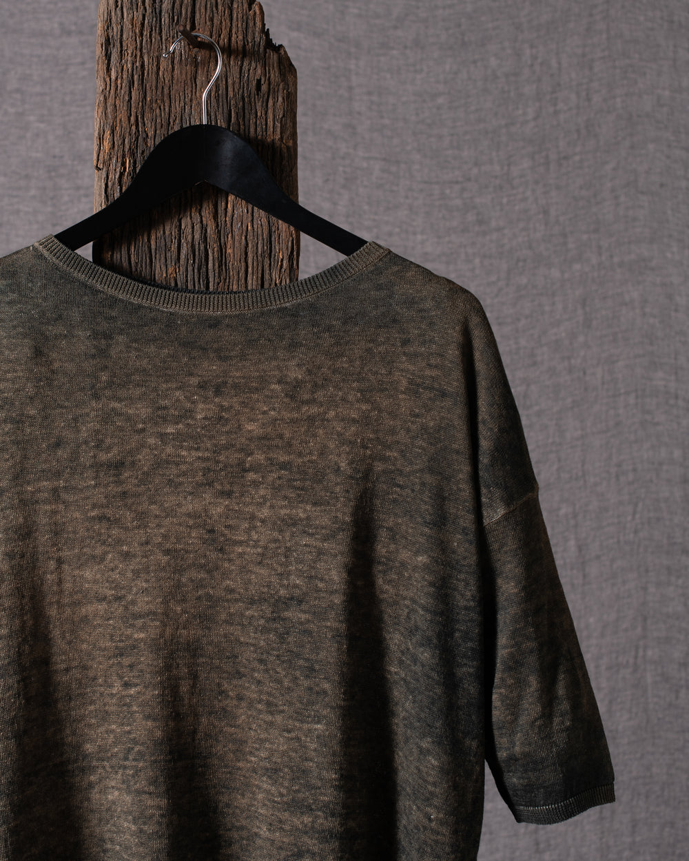 Woman Linen Cotton Boat Neck Pullover N/Sughero