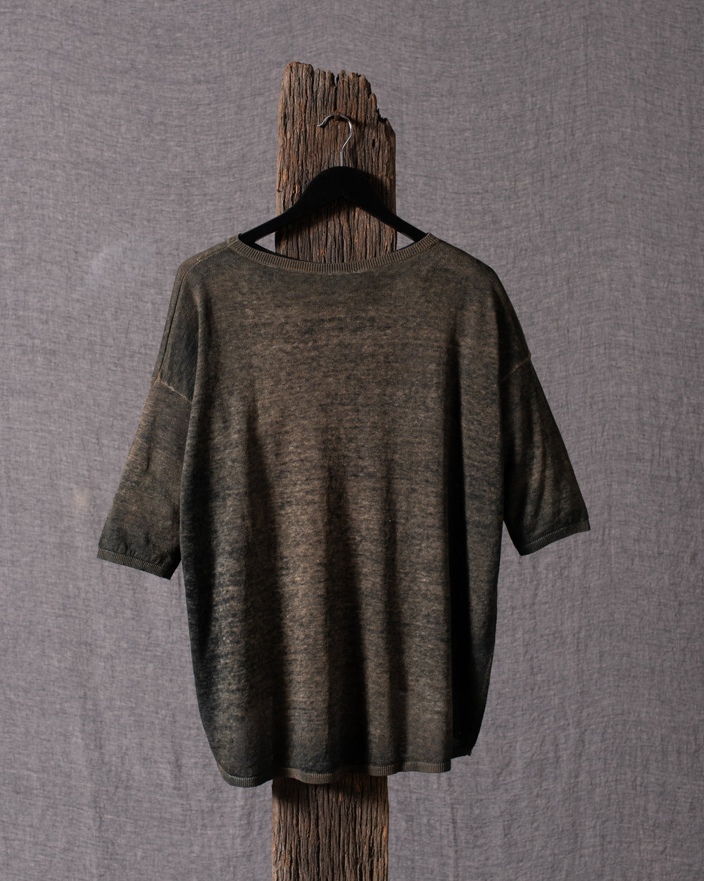 Woman Linen Cotton Boat Neck Pullover N/Sughero