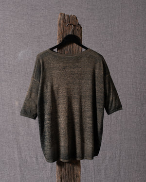 Woman Linen Cotton Boat Neck Pullover N/Sughero