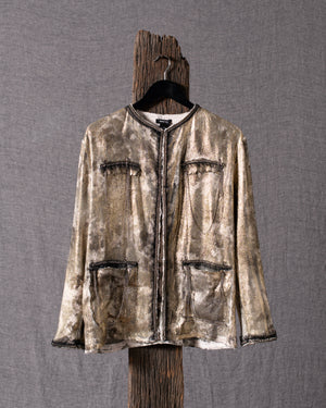 Woman Micro Mat Stitch Waxed Jacket w/ Chains Mushroom