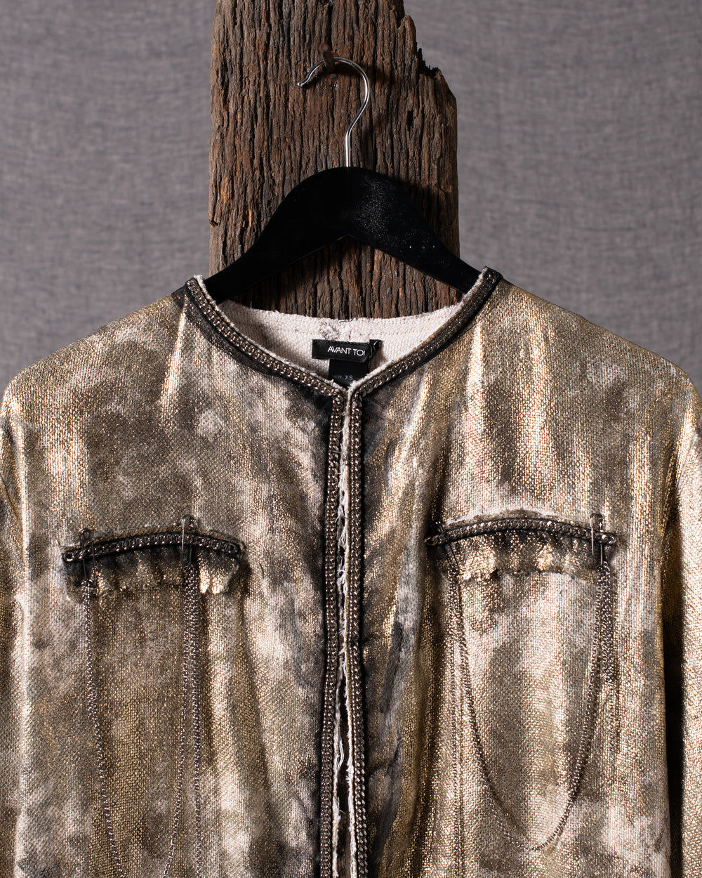 Woman Micro Mat Stitch Waxed Jacket w/ Chains Mushroom