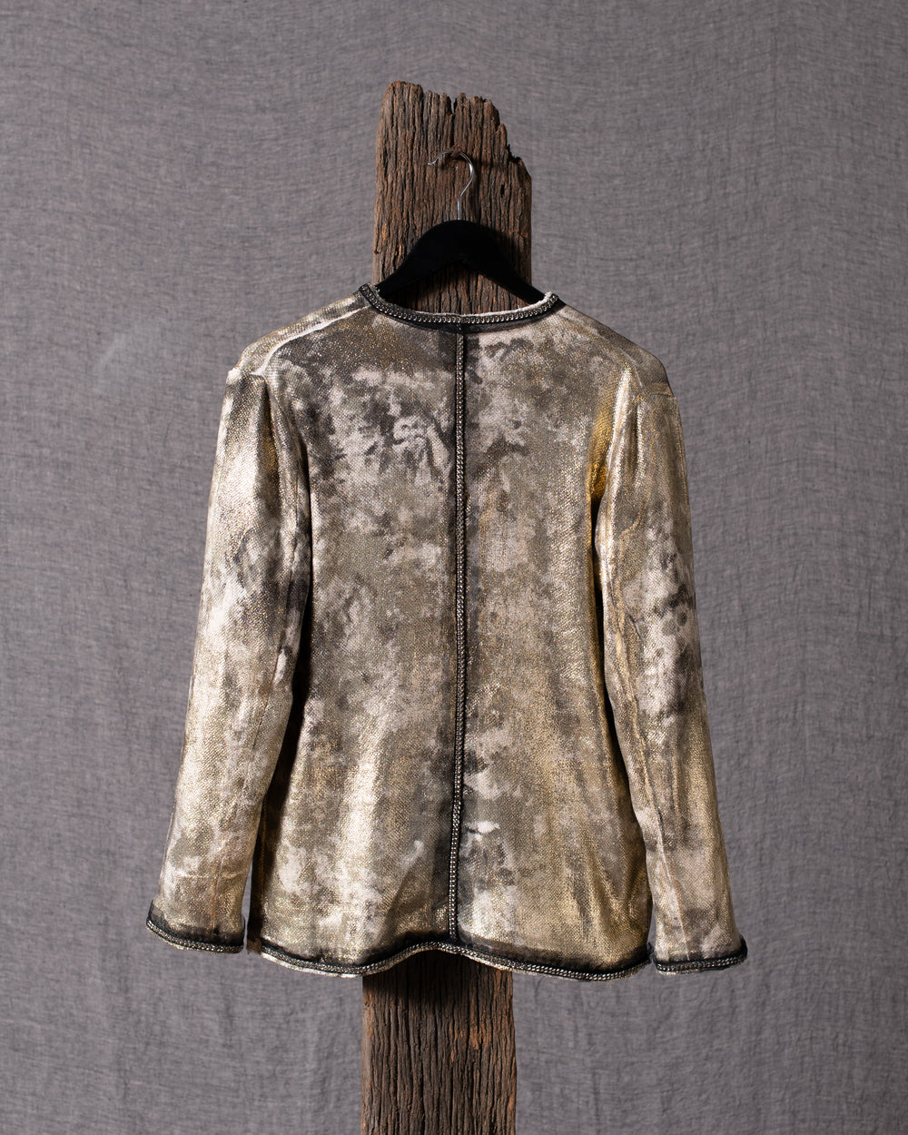 Woman Micro Mat Stitch Waxed Jacket w/ Chains Mushroom