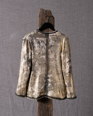 Woman Micro Mat Stitch Waxed Jacket w/ Chains Mushroom