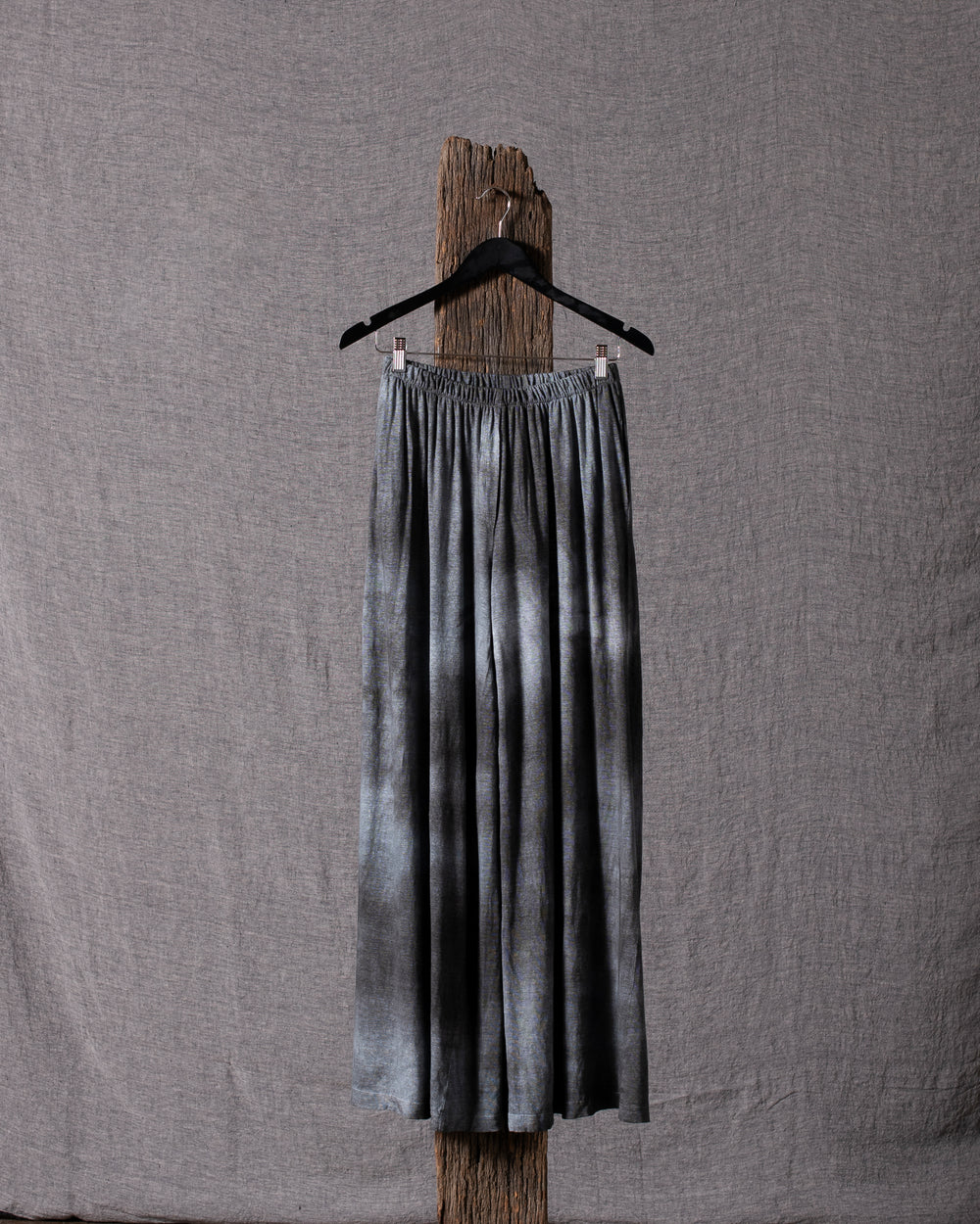 Woman Shade Effect Linen Palazzo Trousers Nero