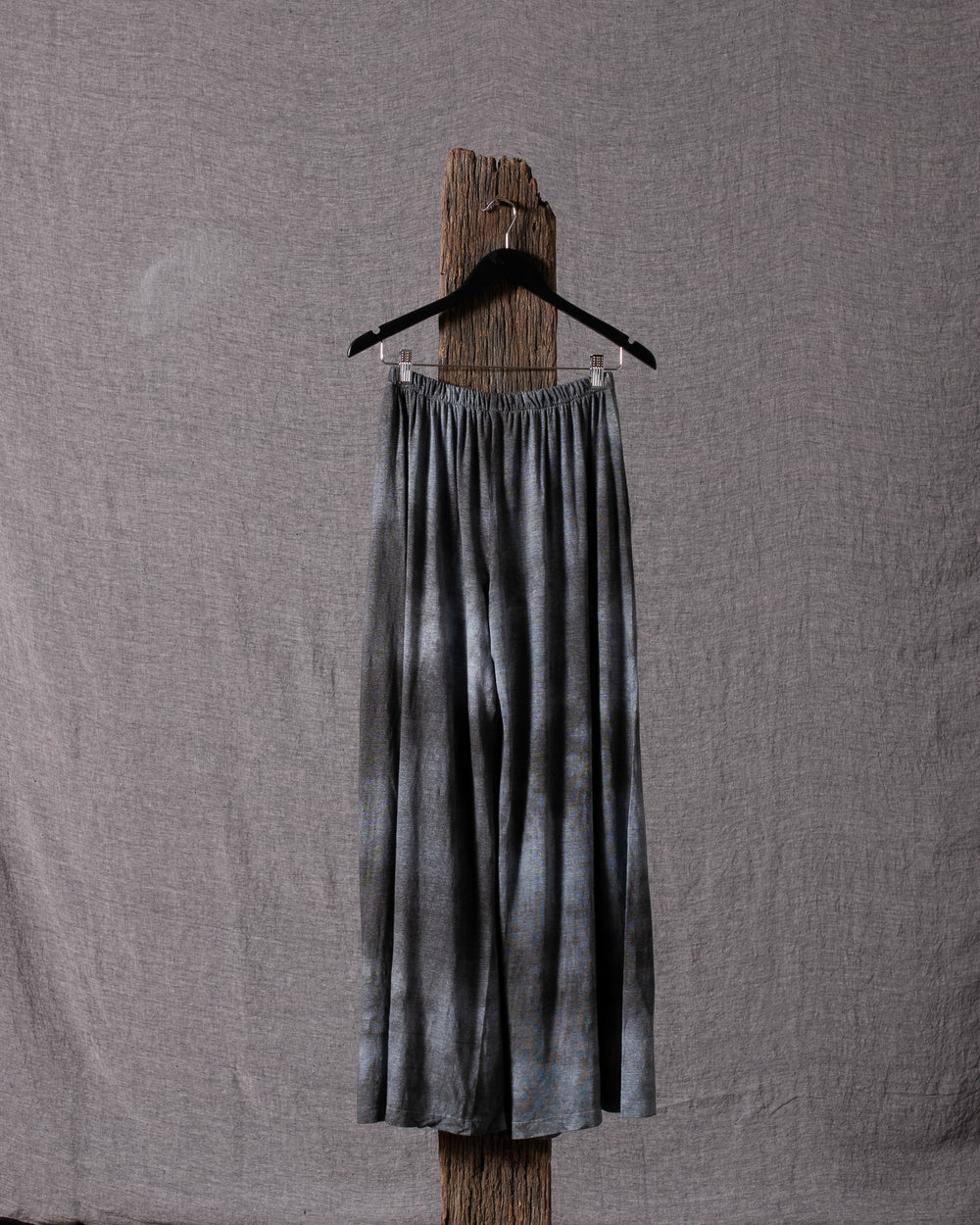 Woman Shade Effect Linen Palazzo Trousers Nero