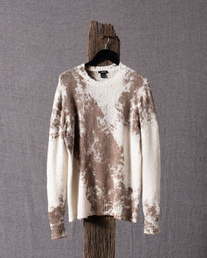 Man Round Neck Brushed Cotton Pullover Taupe