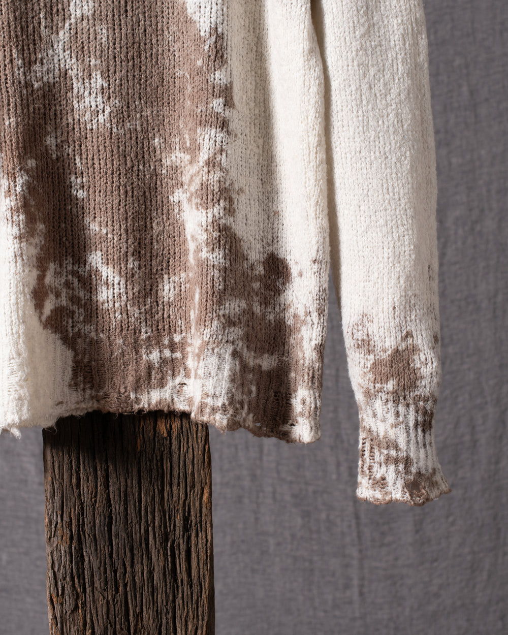 Man Round Neck Brushed Cotton Pullover Taupe