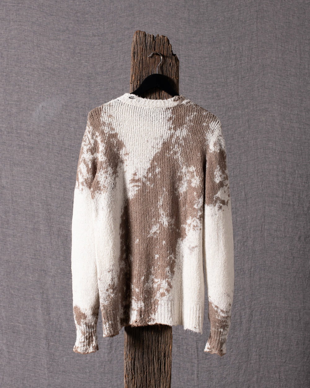 Man Round Neck Brushed Cotton Pullover Taupe