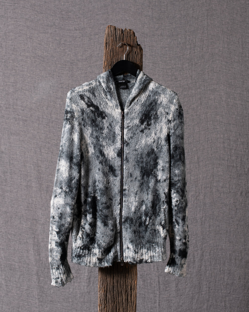 Man Camouflage Brushed Cotton Hooded Zip-up Nero