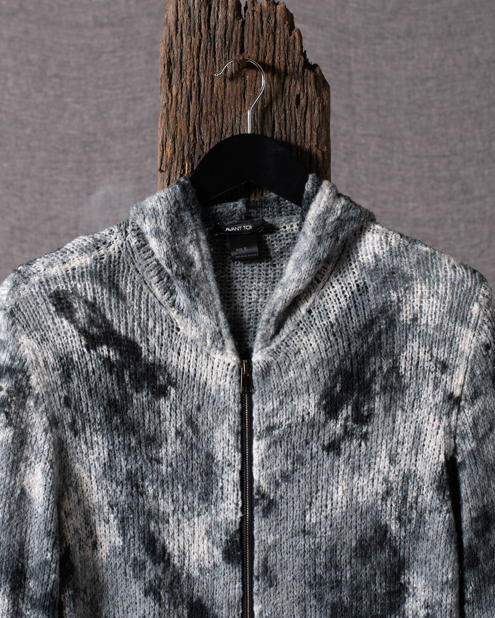 Man Camouflage Brushed Cotton Hooded Zip-up Nero