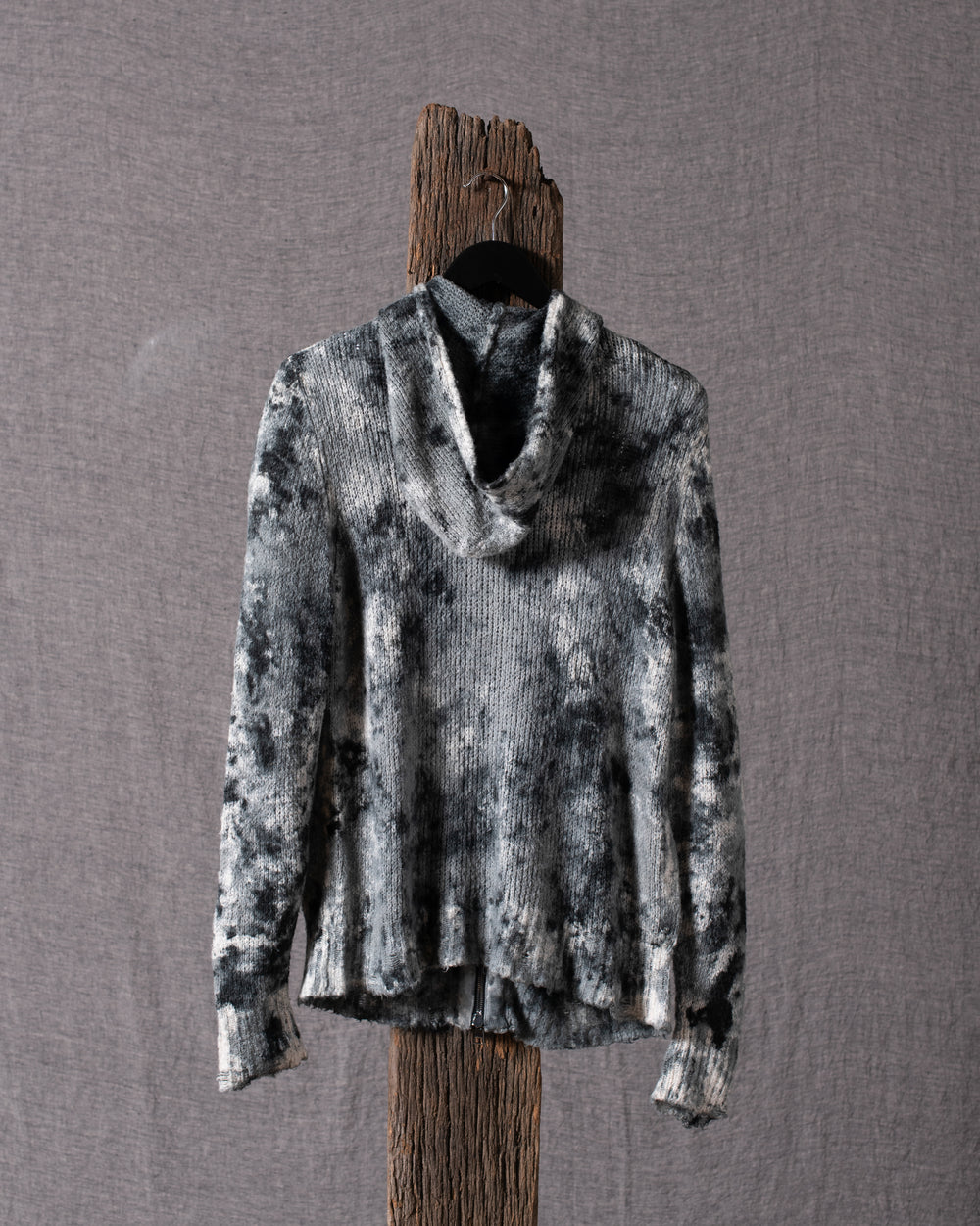 Man Camouflage Brushed Cotton Hooded Zip-up Nero